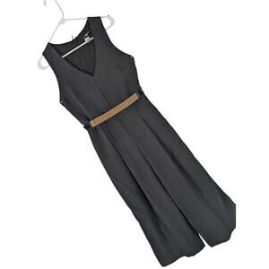 BANANA REPUBLIC! RICH BLACK & TINY WHITE POLKA DOTS V-NECK ONESIE, JUMPSUIT! 8